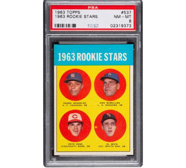 1963 Topps Pete Rose – 1963 Rookie Stars #537 PSA NM-MT 8
